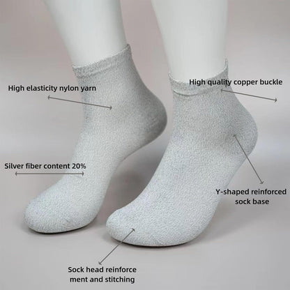 Grounding socks with labeled features on a light gray background