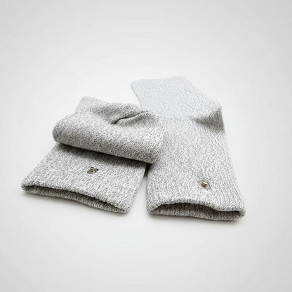 Folded gray grounding socks socks with elastic closure on a white background